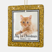 Kittens 1e Kerstmis 2 Foto Keramisch Ornament (Links)