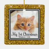 Kittens 1e Kerstmis 2 Foto Keramisch Ornament (Achterkant)