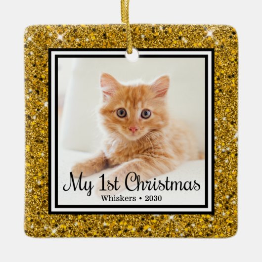 Kittens 1e Kerstmis 2 Foto Keramisch Ornament (Voorkant)