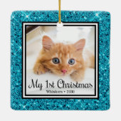 Kittens 1e Kerstmis 2 Foto Keramisch Ornament (Achterkant)