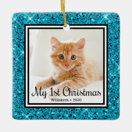 Kittens 1e Kerstmis 2 Foto Keramisch Ornament