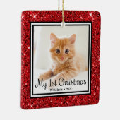 Kittens 1e Kerstmis 2 Foto Keramisch Ornament (Rechts)
