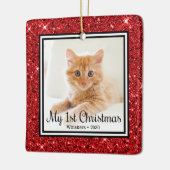 Kittens 1e Kerstmis 2 Foto Keramisch Ornament (Links)