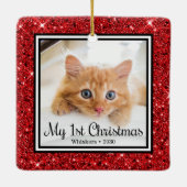 Kittens 1e Kerstmis 2 Foto Keramisch Ornament (Achterkant)