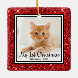 Kittens 1e Kerstmis 2 Foto Keramisch Ornament