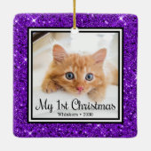 Kittens 1e Kerstmis 2 Foto Keramisch Ornament (Achterkant)