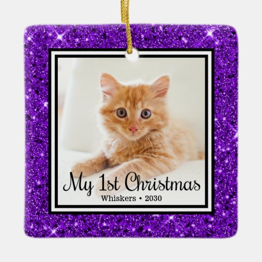 Kittens 1e Kerstmis 2 Foto Keramisch Ornament (Voorkant)