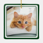 Kittens 1e Kerstmis 2 Foto Keramisch Ornament (Achterkant)