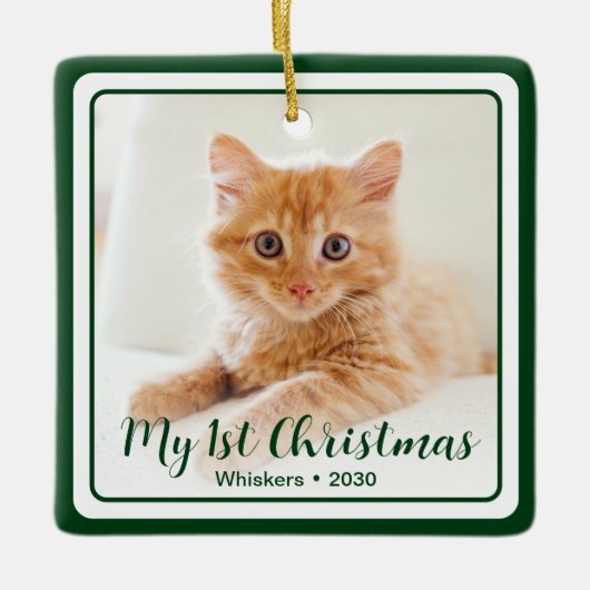Kittens 1e Kerstmis 2 Foto Keramisch Ornament (Voorkant)