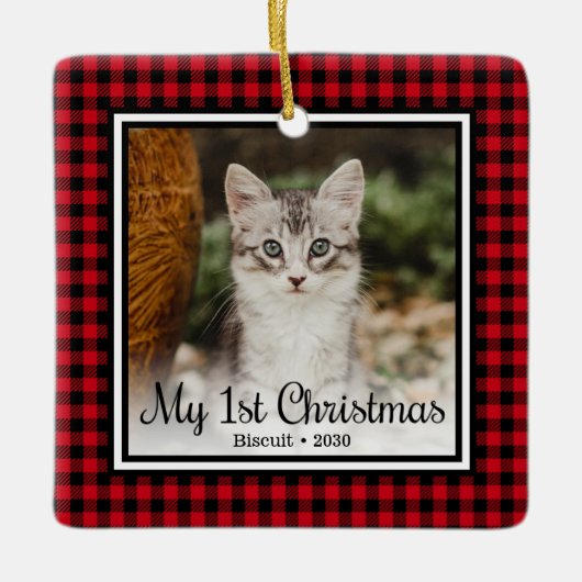 Kittens 1e Kerstmis Keramisch Ornament (Voorkant)