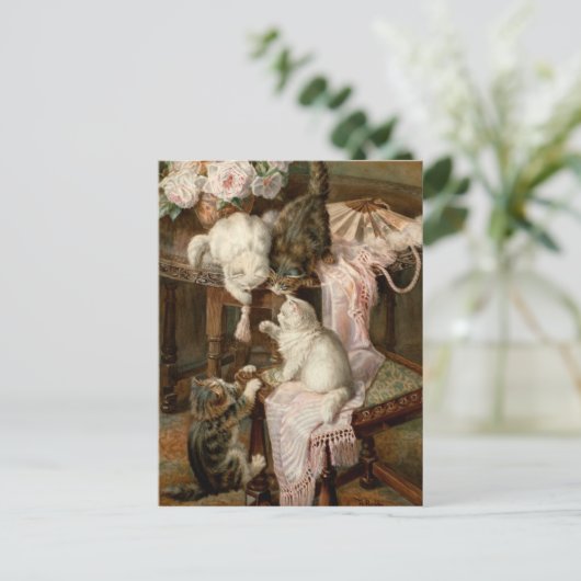 Kittens afspelen briefkaart (Staand voorkant)