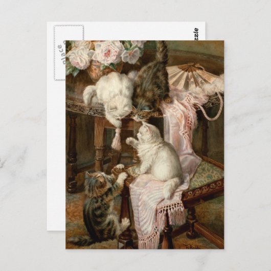 Kittens afspelen briefkaart (Voorkant / Achterkant)
