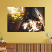 Kittens aftappen in de tuinsteenolie canvas afdruk (Insitu (Woonkamer))