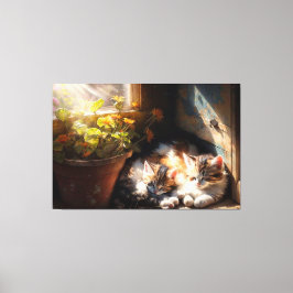 Kittens aftappen in de tuinsteenolie canvas afdruk