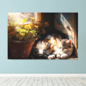 Kittens aftappen in de tuinsteenolie canvas afdruk (Insitu (Houten vloer))