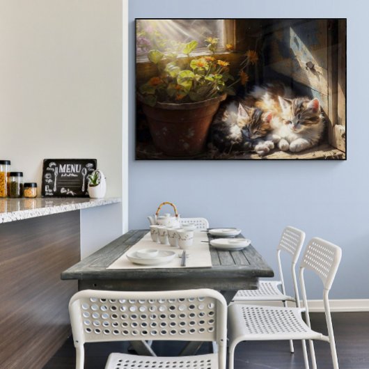 Kittens aftappen in de tuinsteenolie poster