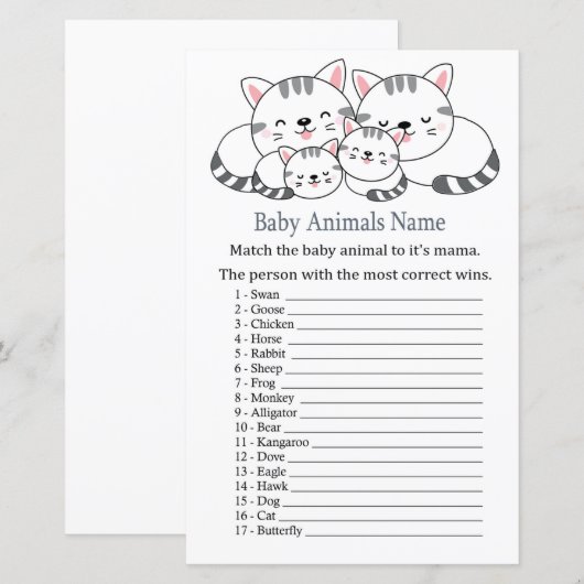 Kittens Baby Animals Name Game (Voorkant / Achterkant)