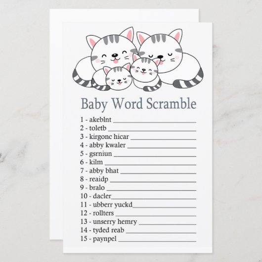 Kittens Baby word scramble game (Voorkant / Achterkant)