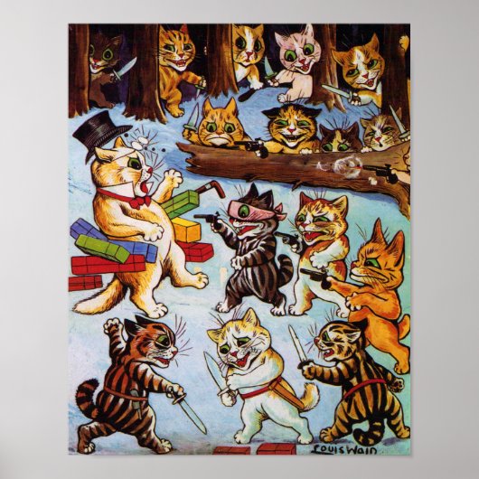Kitten's Bandits, Louis Wain Poster (Voorkant)