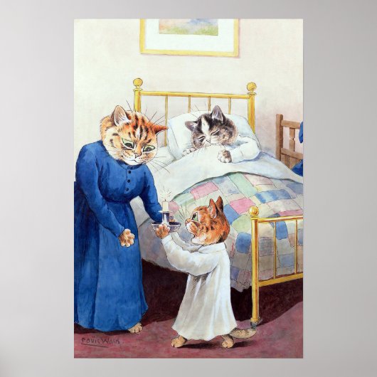 Kitten's Bedtime, Louis Wain Poster (Voorkant)