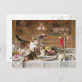 Kittens bij een banket, 19e eeuw briefkaart (Voorkant / Achterkant)