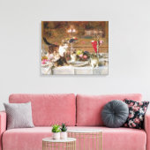 Kittens bij een banket, 19e eeuw canvas afdruk (Insitu (Woonkamer))