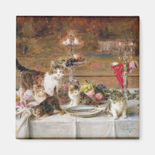 Kittens bij een banket, 19e eeuw magneet