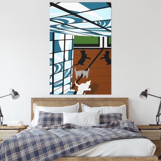 Kittens bij Play Canvas Afdruk (Insitu (Slaapkamer))