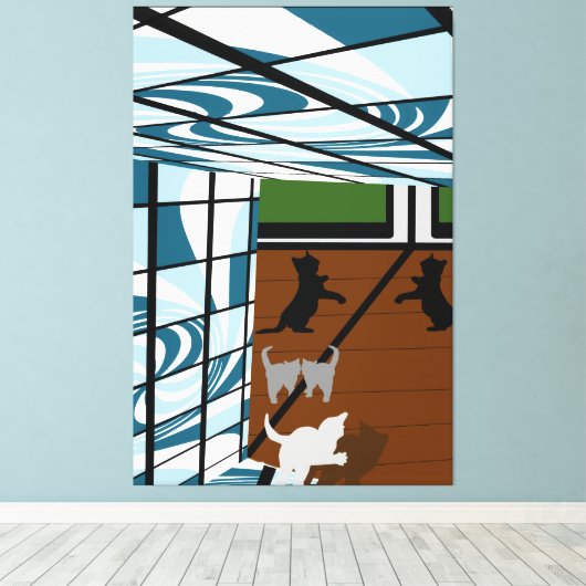 Kittens bij Play Canvas Afdruk (Insitu (Houten vloer))