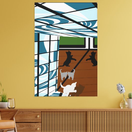 Kittens bij Play Canvas Afdruk (Insitu (Woonkamer))