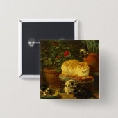 Kittens bij Play Vierkante Button 5,1 Cm (Voorkant /achterkant)