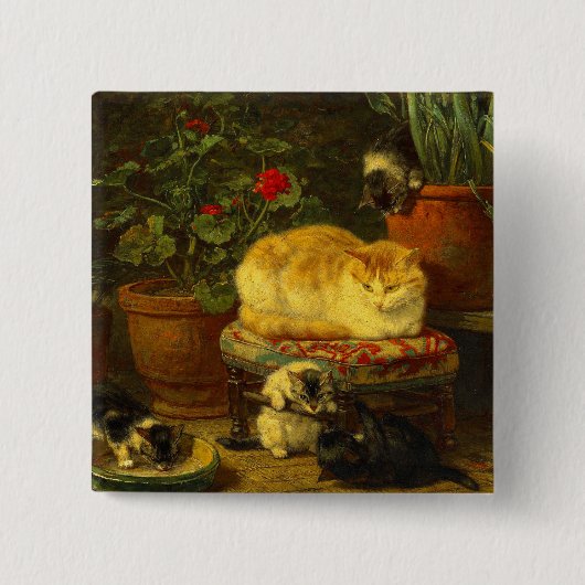 Kittens bij Play Vierkante Button 5,1 Cm (Voorkant)