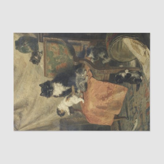 Kittens bij Spel door Henriette Ronner-Knip Tissuepapier (Voorkant)