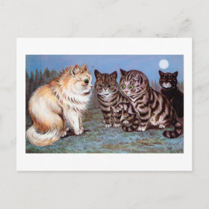 Kittens-bijeenkomst in Moonlight, Louis Wain Briefkaart