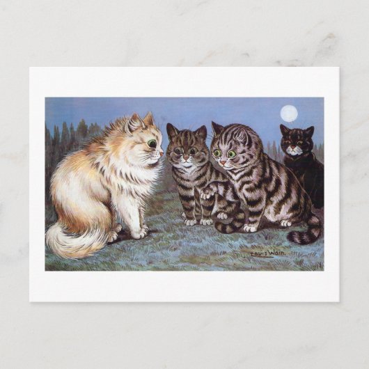 Kittens-bijeenkomst in Moonlight, Louis Wain Briefkaart (Voorkant)