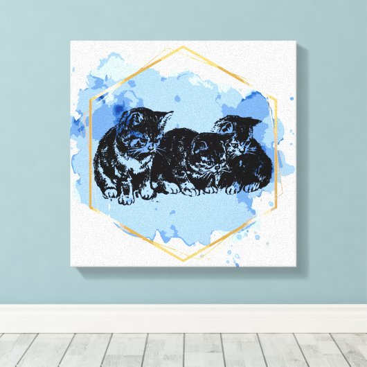 kittens canvas afdruk (Insitu (Houten vloer))