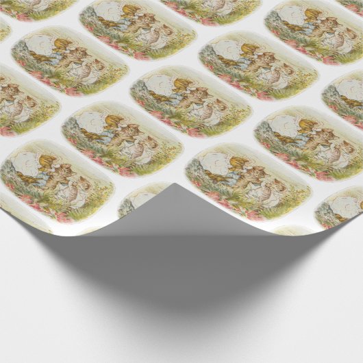  Kittens Design Nursery Baby shower Party Cadeaupapier (Hoek)