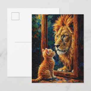Kittens die de Leeuwreflectie zien Motiverende Imp Briefkaart
