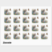 Kittens die naar een oranje vlinder kijken vierkante sticker (Vel)