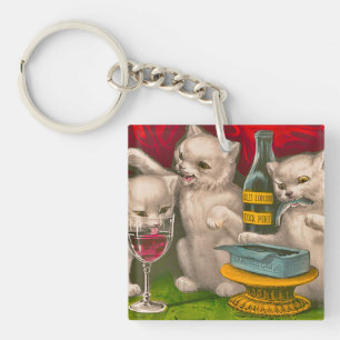 Kittens die sardines drink en eet sleutelhanger
