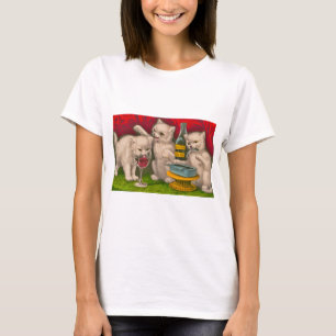 Kittens die sardines drink en eet t-shirt