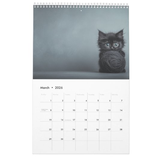 Kittens die spelen met Ball of Wool Kalender (Mar 2026)