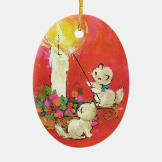  Kittens Een kaars aansteken Keramisch Ornament (Voorkant)