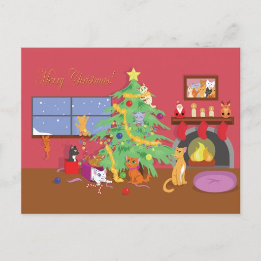 Kittens' eerste kerst feestdagenkaart (Voorkant)