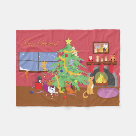 Kittens eerste kerstfeest fleece deken (Voorkant (Horizontaal))