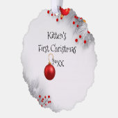 Kittens eerste kerstfeest ornament kaart (Links)