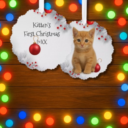 Kittens eerste kerstfeest ornament kaart