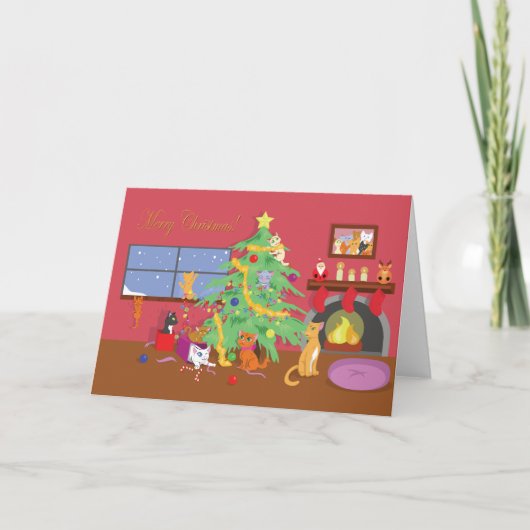 Kittens' Eerste Kerstmis Feestdagen Kaart (Voorkant)