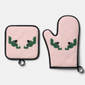 Kittens en bladeren ovenwant & pannenlap set (Voorkant)