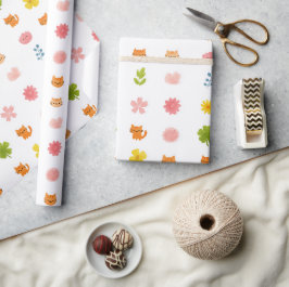 Kittens en Bloemen Cadeaupapier